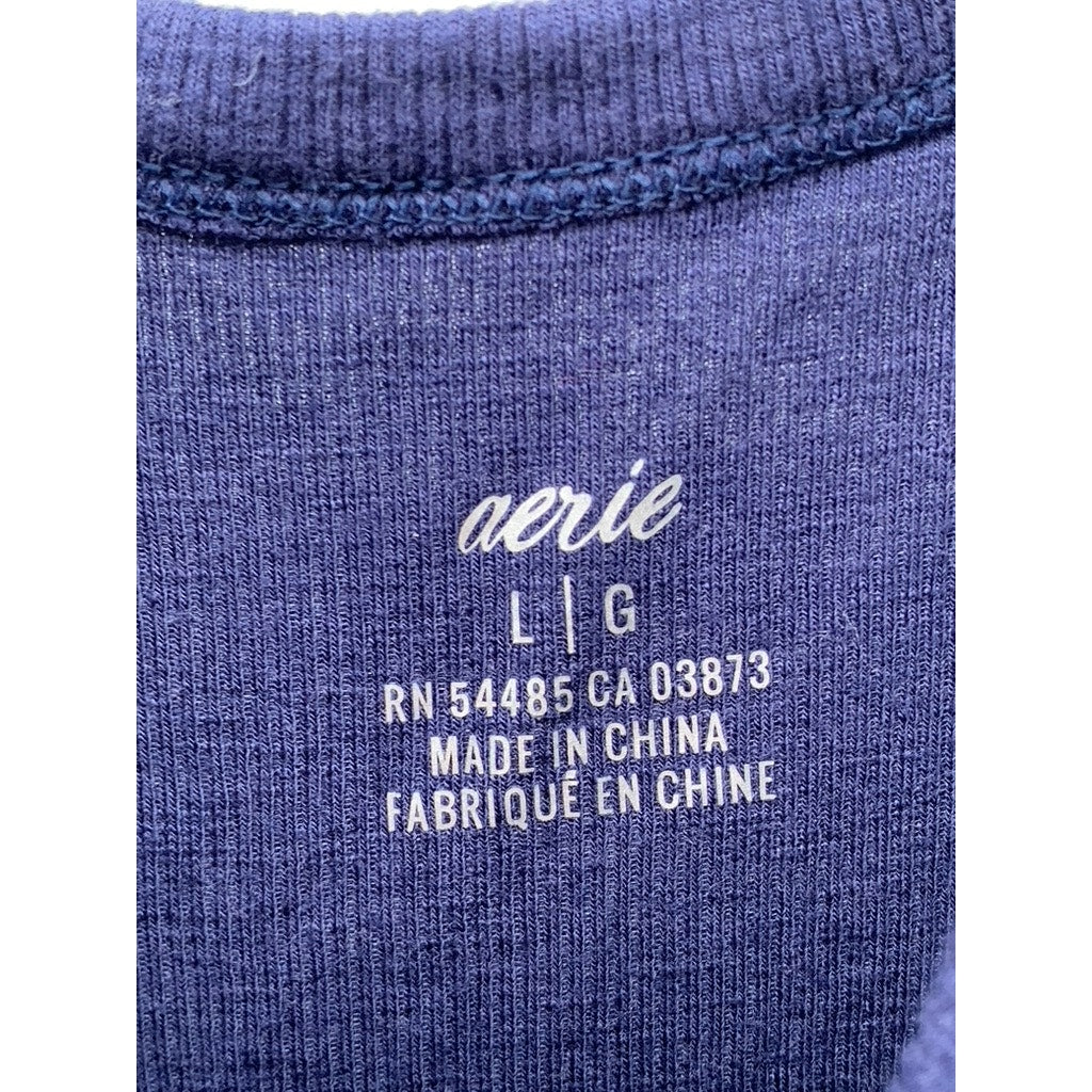 AERIE Women's Navy Ribbed Casual Tank Top SZ L