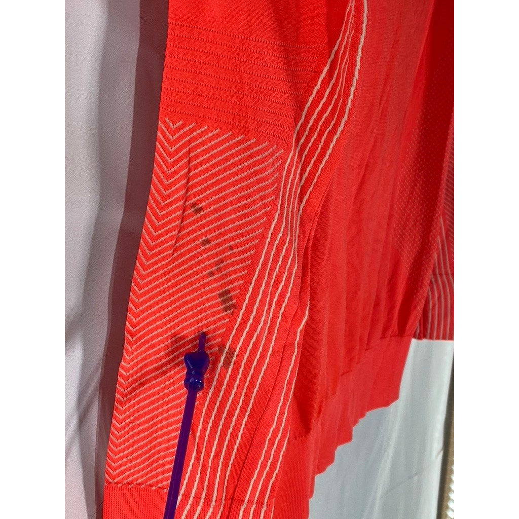 NIKE Women's Neon Orange Boatneck Knit Epic Dri-Fit Long Sleeve Training Top SZS