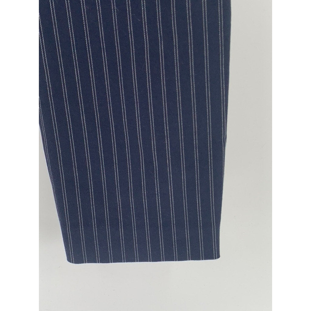 RAG & BONE Women's Navy Blue-White Simone Pin Stripe Back Yoke Cropped Pants 2