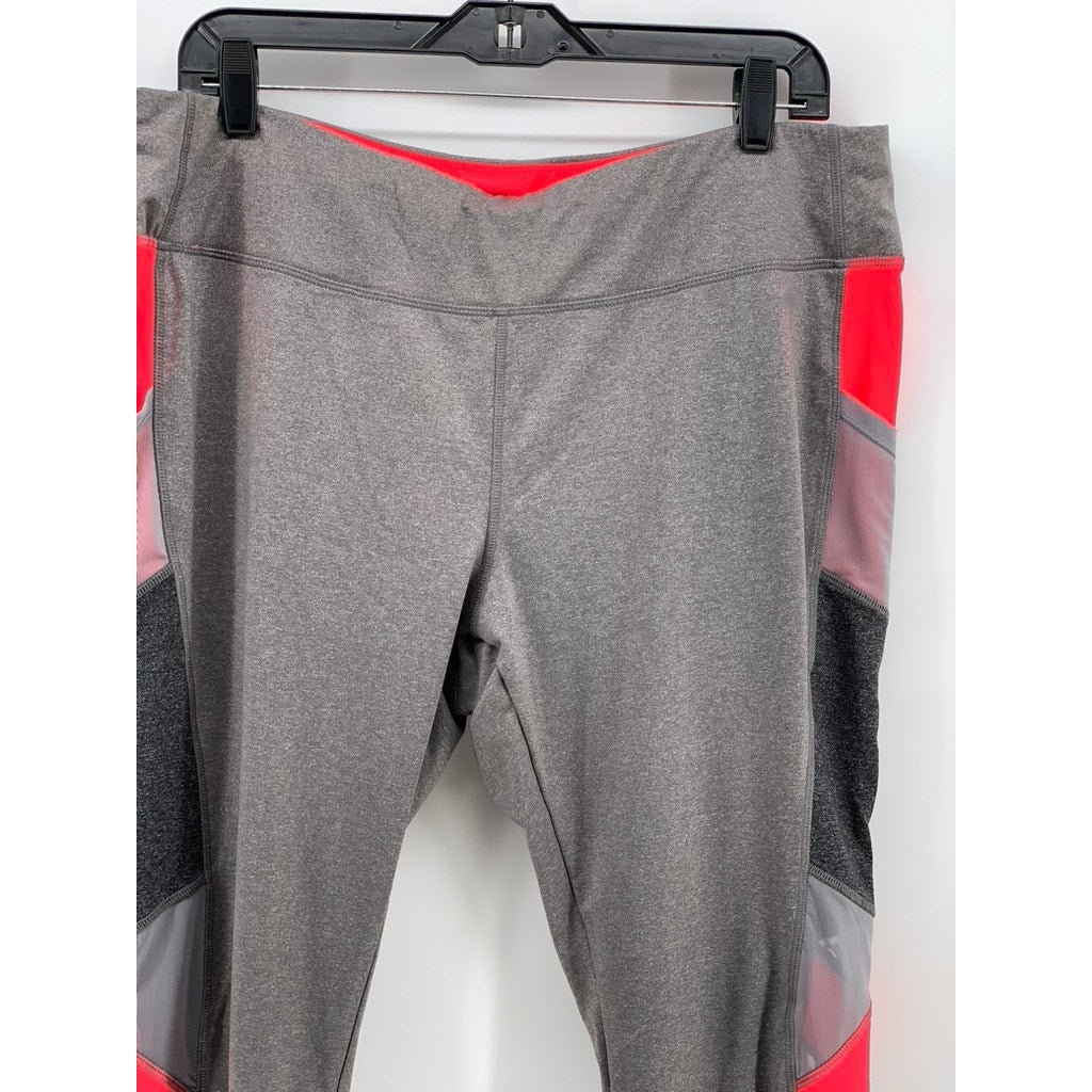 AVIA Women's Gray Heather Mesh Striped Capri Leggings SZ XXL