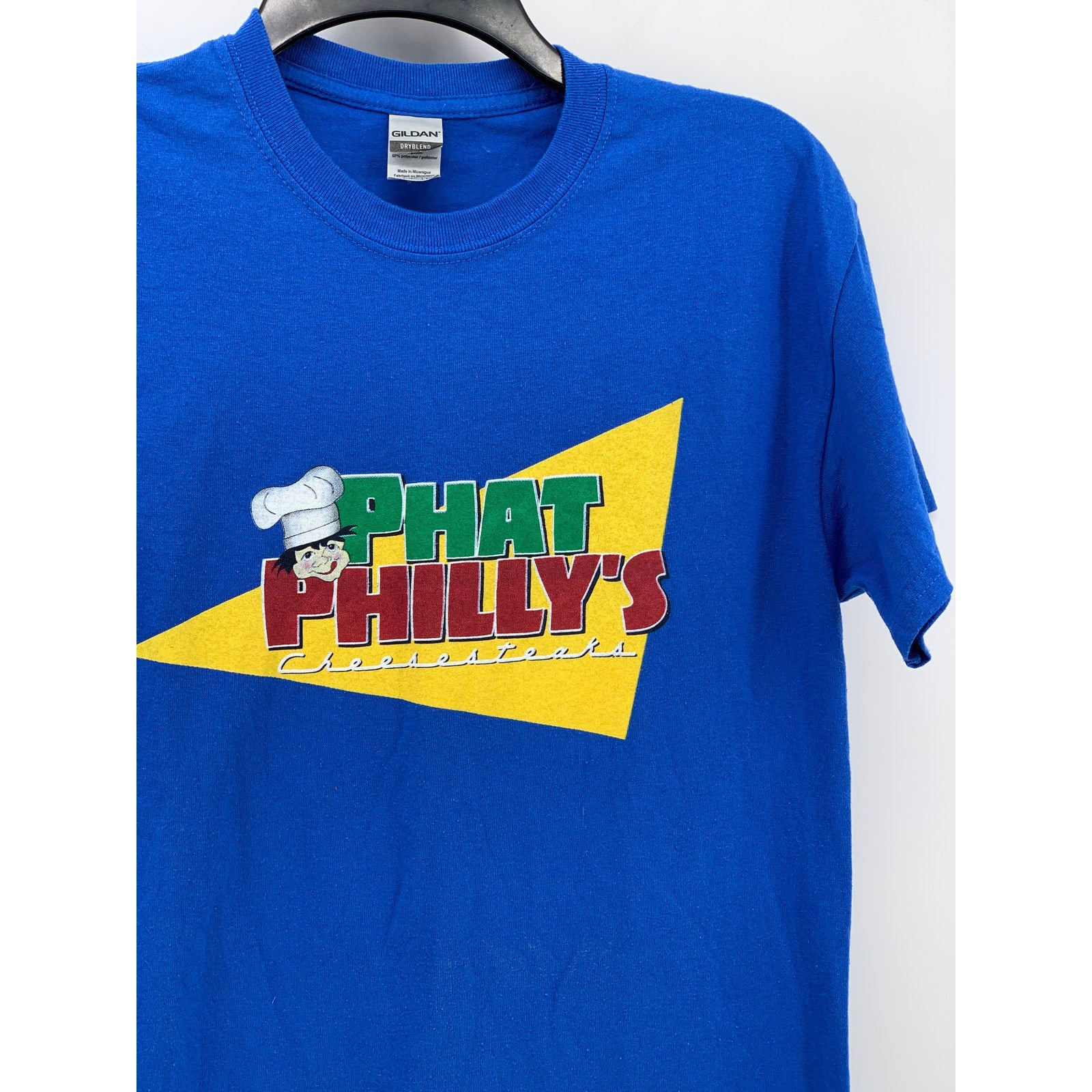 GILDAN Men's Royal Blue Phat Philly's Graphic Crewneck Short Sleeve T-Shirt SZ S