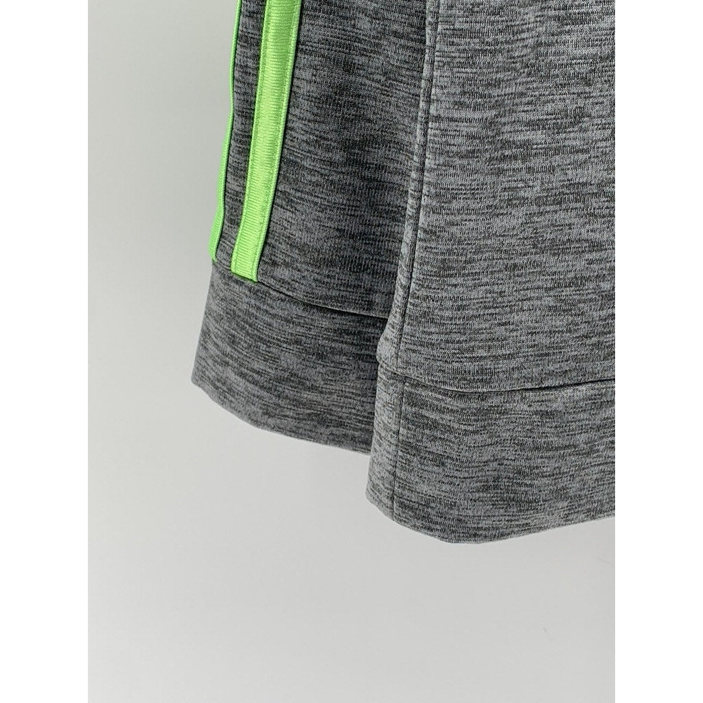 ADIDAS Kids' Gray-Green Heather Logo Hoodie SZ L(14-16)