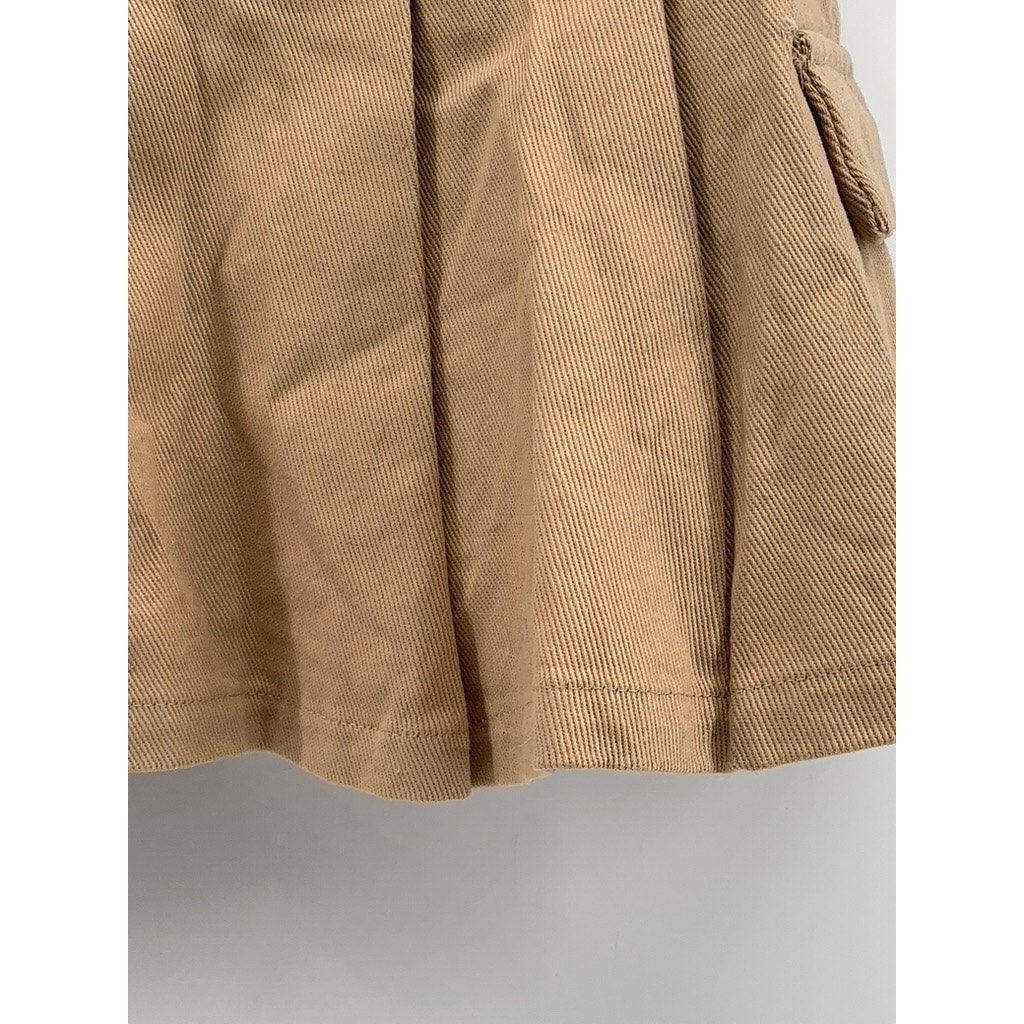 SHEIN Women's Tan Denim Pleated A-Line Tennis Cargo Mini Skirt SZ 4