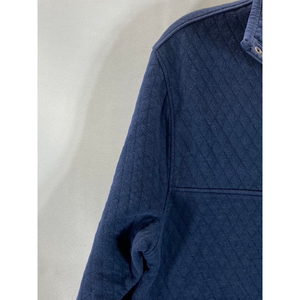 GOODFELLOW & CO Men's Navy Quilted Snap-Button Stand Collar Pullover Sweater SZS