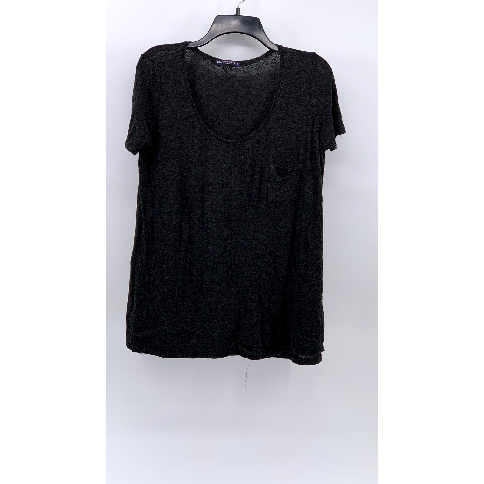 BRANDY MELVILLE Women's Charcoal Gray Scoop-Neck T-Shirt SZ OS