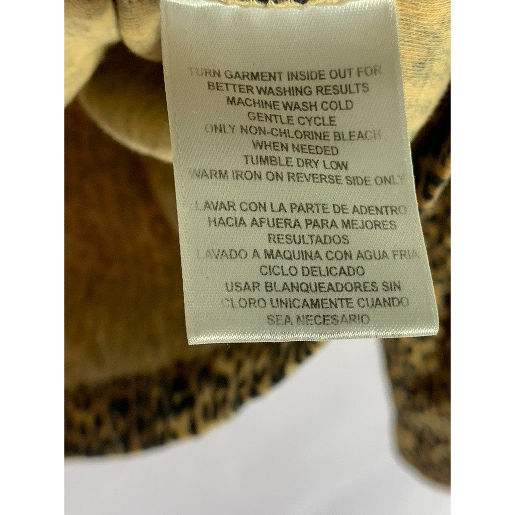 JONES NEW YORK SPORT Women's Brown/Black Animal Print Mock-Neck Top SZ S