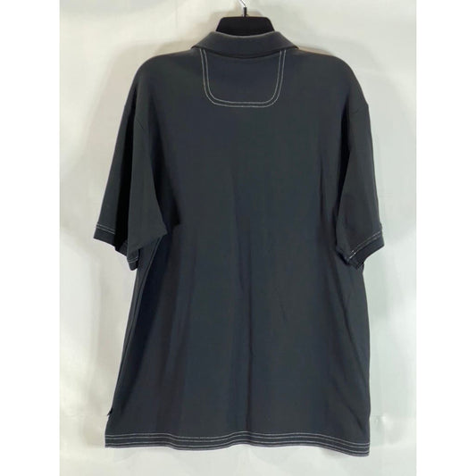 TOMMY BAHAMA Men's Black Solid Emerfielder IslandZone Short Sleeve Polo SZ L