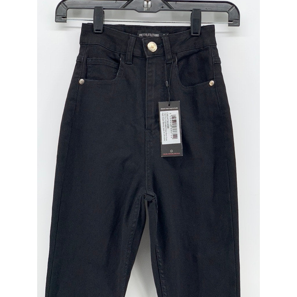 PRETTYLITTLETHING Women's Black Shape Super High Waist Skinny jeans SZ 2