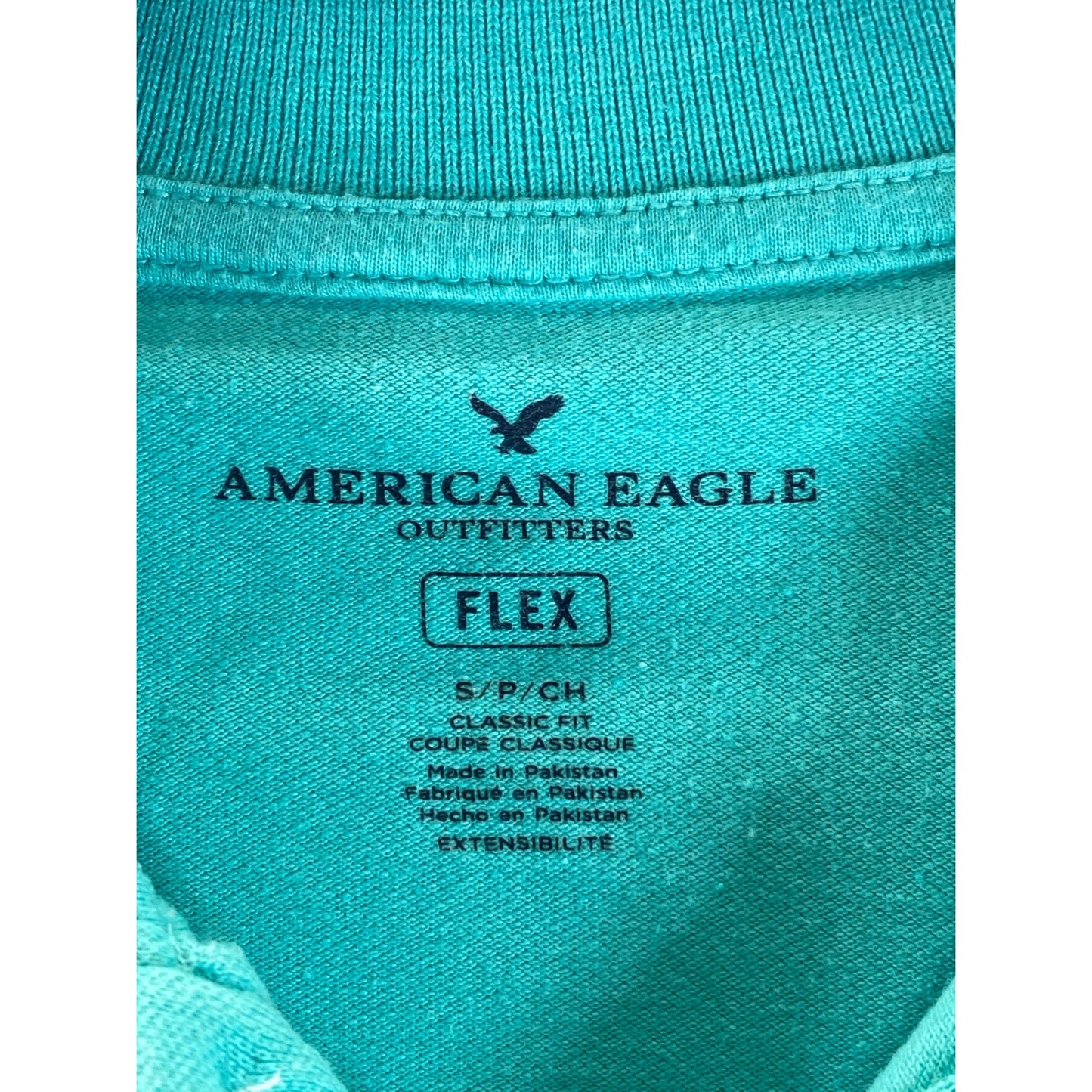 AMERICAN EAGLE OUTFITTERS Men's Aqua Flex Classic-Fit Short Sleeve Polo SZ S