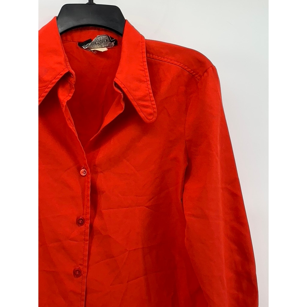 DIRECTIONS Women's Red Button-Up Long Sleeve Regular Fit Top SZ M