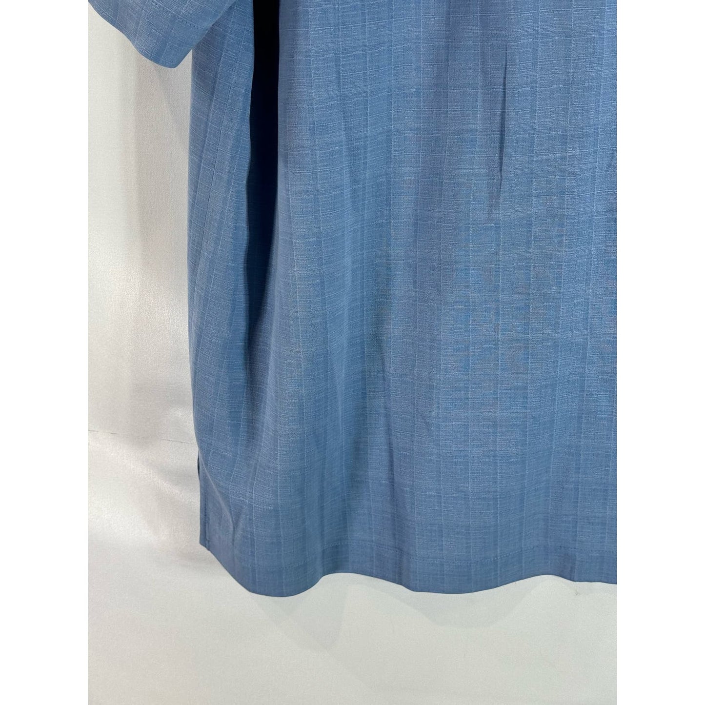 TOMMY BAHAMA Men's Blue Check Silk Button-Up Short Sleeve Shirt SZ L