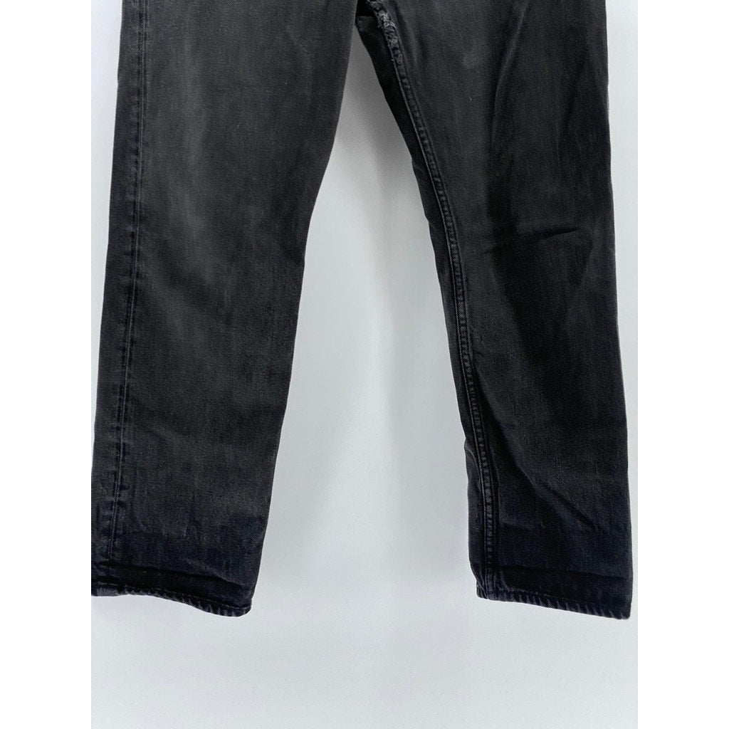 COS Women's Washed Black Distressed Denim Slim-Fit Mid-Rise Cropped Jeans SZ 28