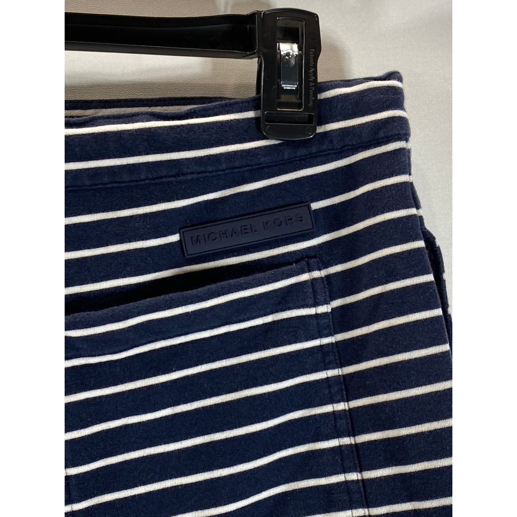MICHAEL KORS Women's Navy/White Striped Casual Shorts SZ L