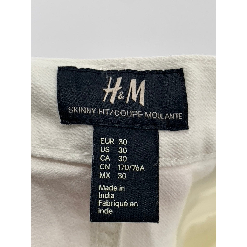 H&M Men's White Skinny-Fit Jeans SZ 30
