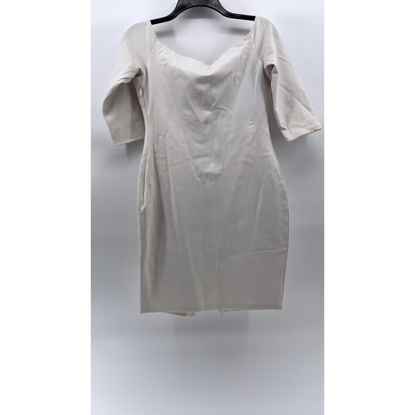GUESS Women's White Square-Neck Short Sleeve Hook & Loop Bodycon Mini Dress SZ M