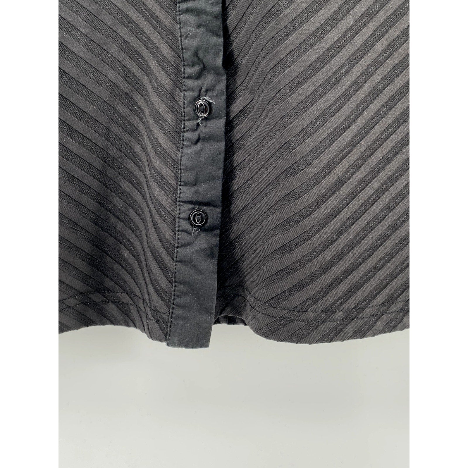 JESSICA Women's Vintage 90's Black Wide-Rib Long Sleeve Button-Up Top SZ L