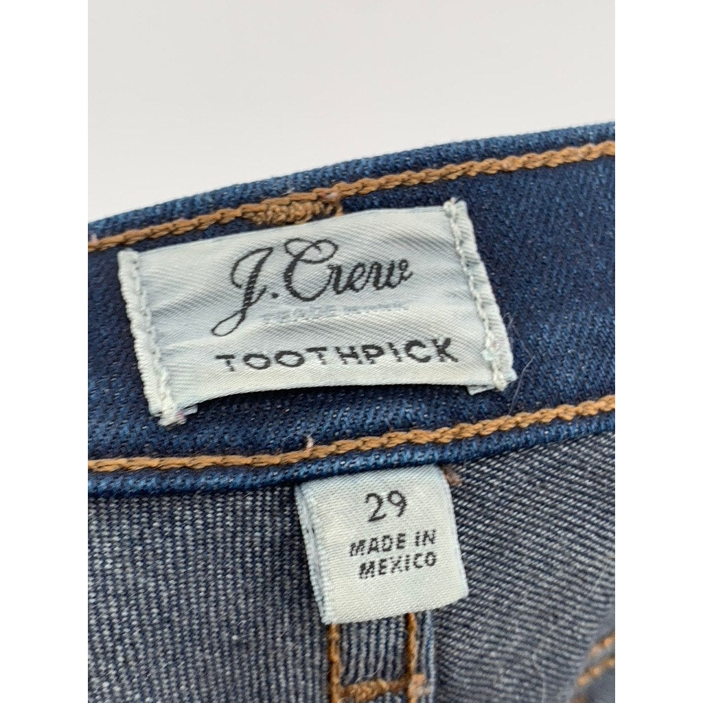 J.CREW Women's Dark Blue Denim Toothpick Skinny Five-Pocket Jeans SZ 29