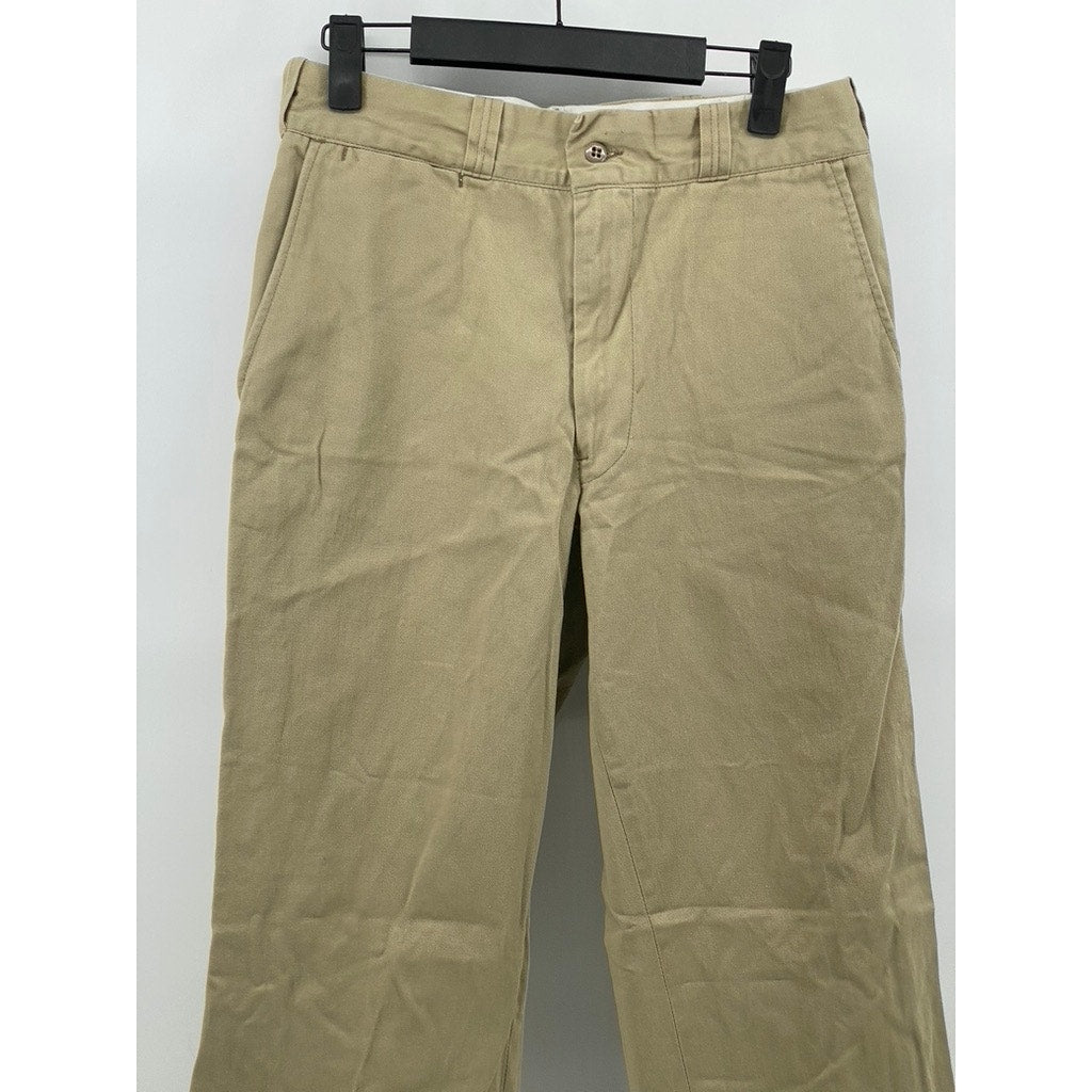 FINESILVER Men's Vintage Tan Straight-Leg Cotton Chino Pants SZ 30x30