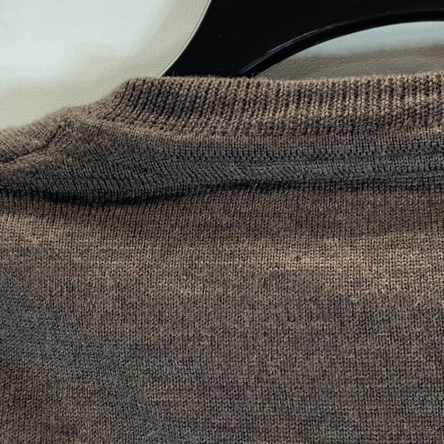 THE MEN'S STORE BLOOMINGDALES Men's Dark Brown V-Neck Merino Wool Sweater SZ M