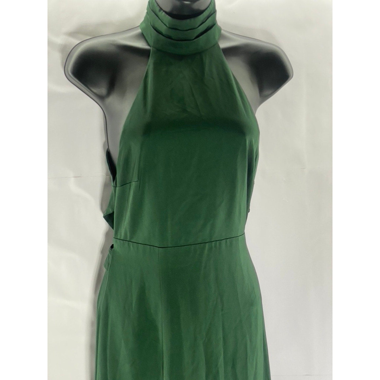 NBD Women's Dark Green Everett Open-Back Side Slit Halter Maxi Dress SZ XS