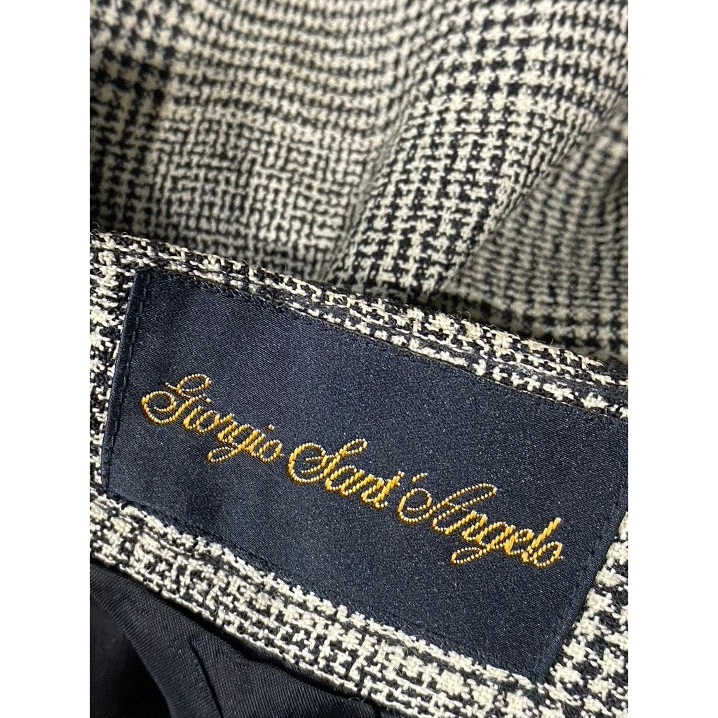 GIORGIO SANT'ANGELO Women's Black/White Plaid Straight-Leg Wool Pants SZ 10L