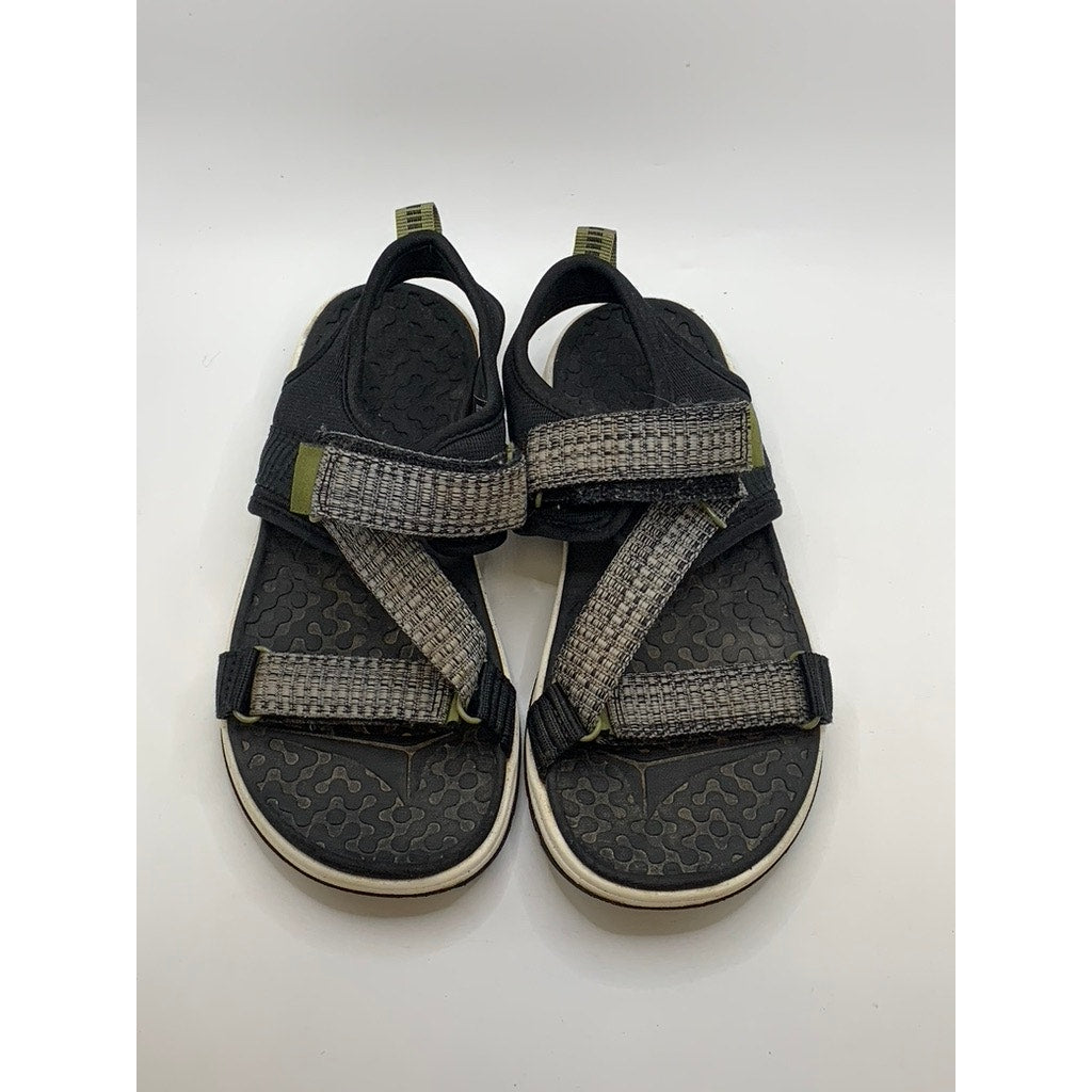 UNBRANDED Kids Black Strappy Wedge Sandals SZ 1Y