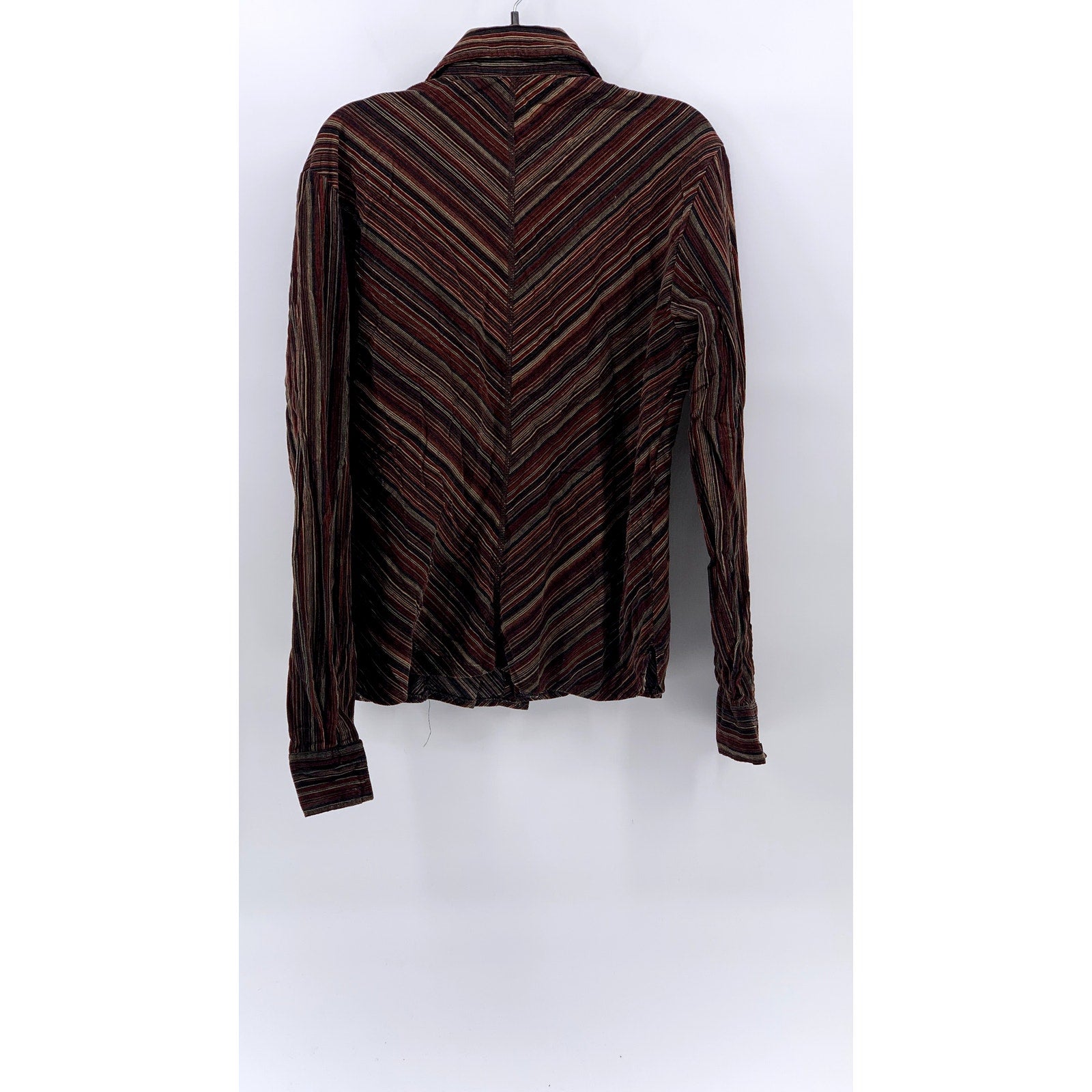 IMPERIAL Women's Brown Striped Corduroy Button-Up Long Sleeve Top SZ M