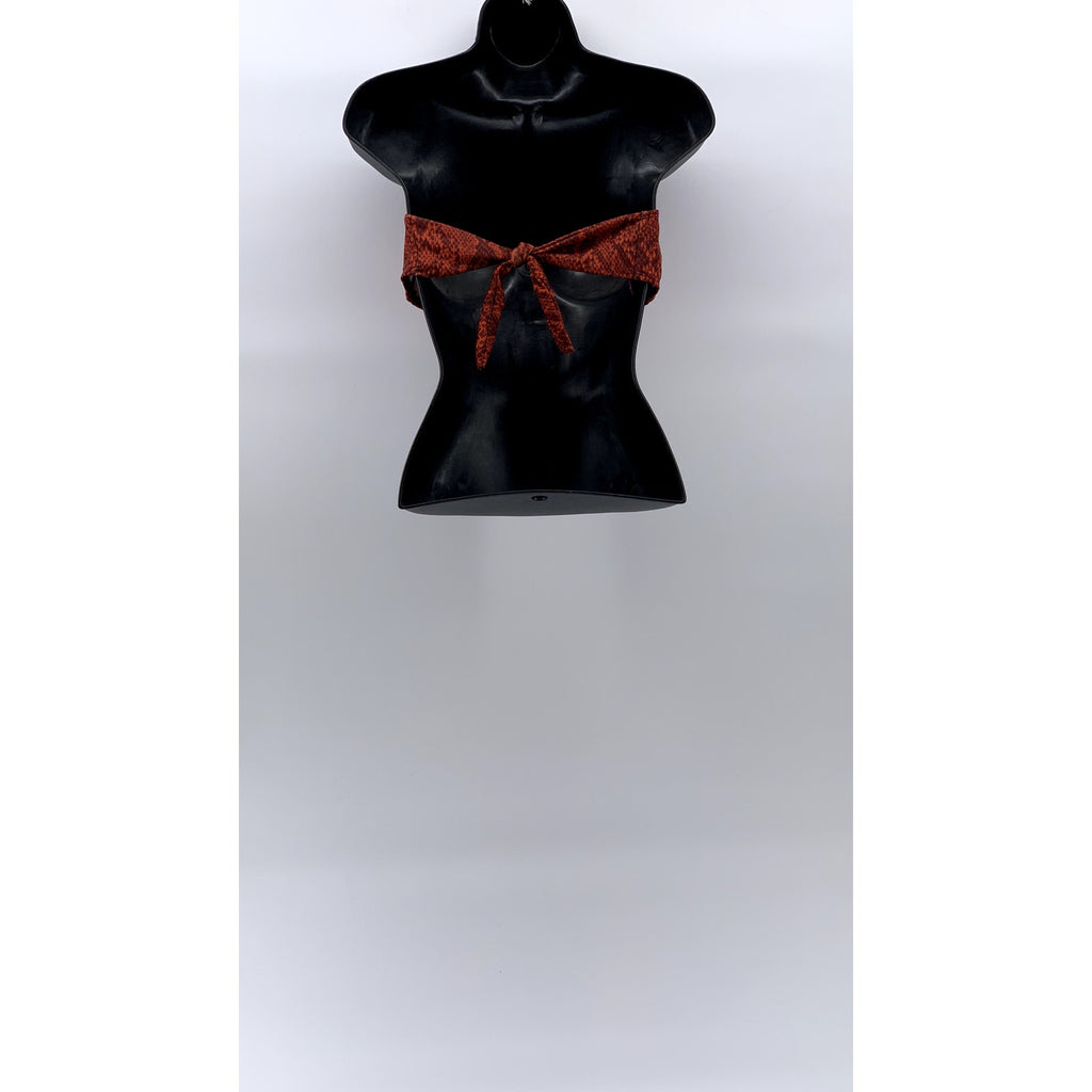 UNBRANDED Women's Red-Black Snake Print Tie-Back Tube Top SZ M