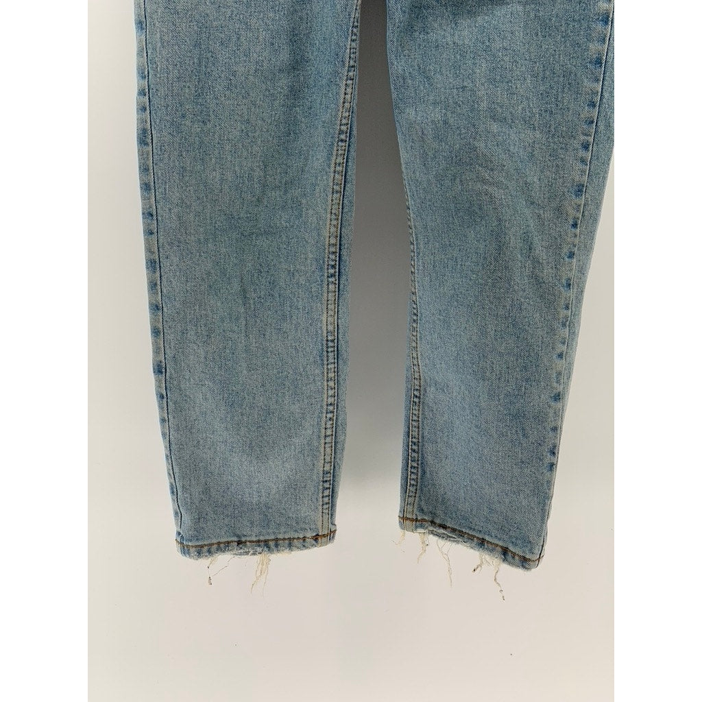 GUESS Women's Light Blue Denim High-Rise Belted Frayed Skinny Leg Jeans SZ 27