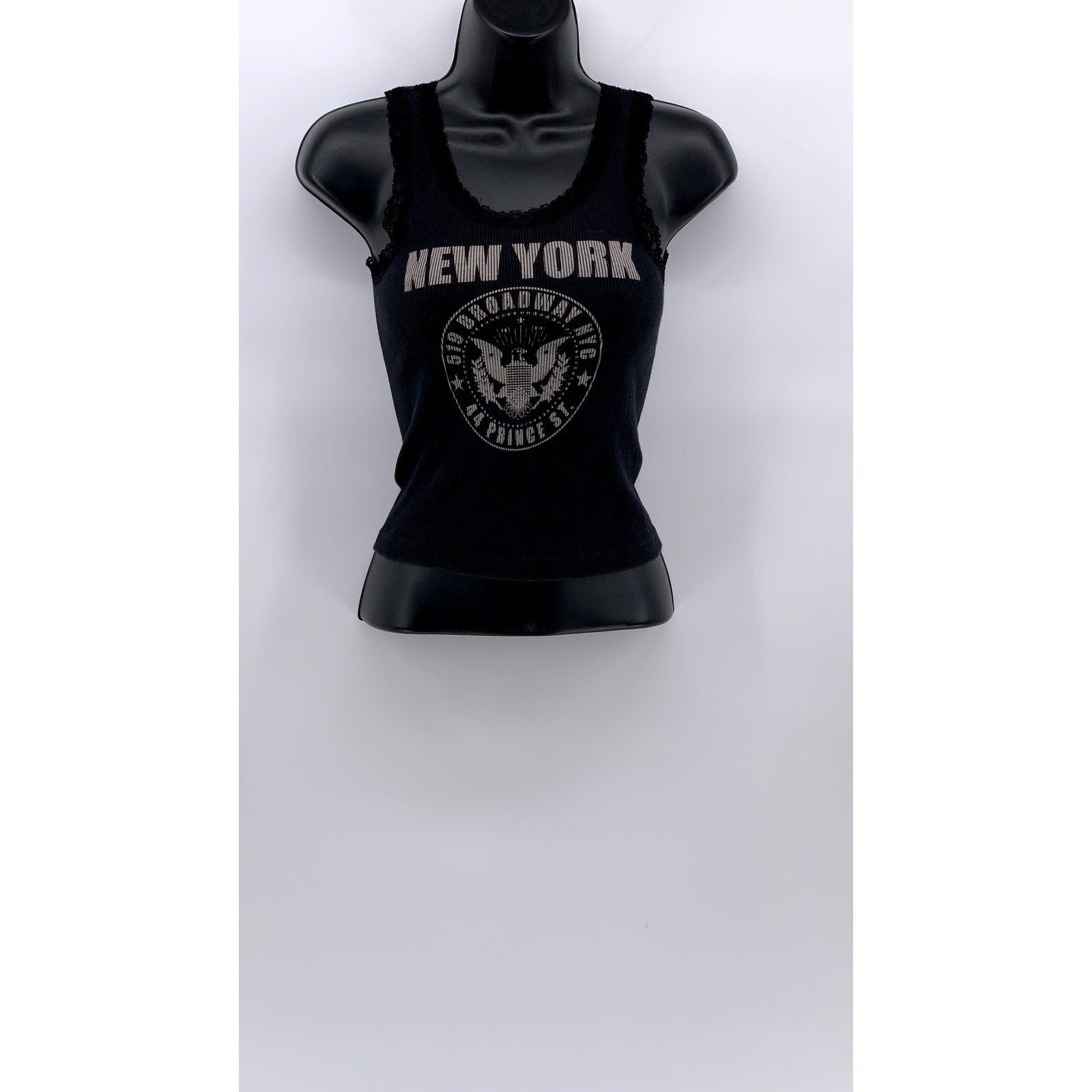 JOHN GALT Women’s Black New York Lace-Trim Casual Sleeveless Tank Top SZ OS