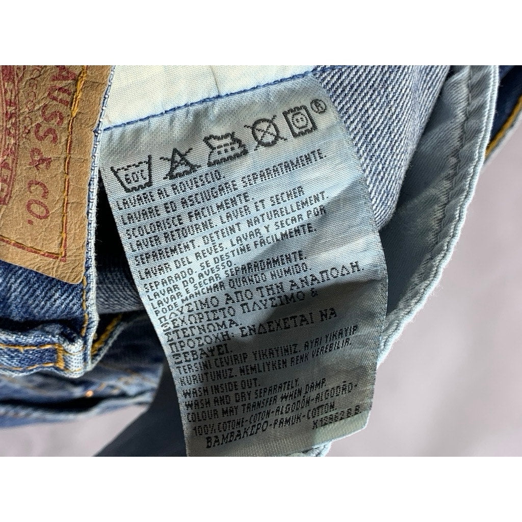 LEVI'S Women's Dark Blue Denim 534 04 Vintage Distressed Slim-Leg Jeans SZ 27X34