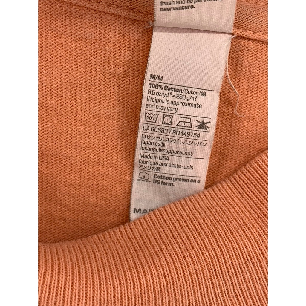 LOS ANGELES APPAREL Men's Peach Crewneck Long Sleeve T-Shirt SZ M