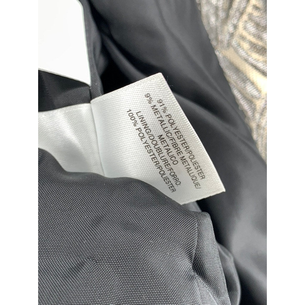 KASPER Women's Gray-Champagne Metallic Printed Blazer SZ 12