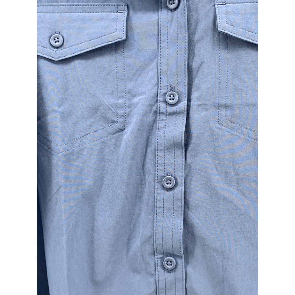 EDDIE BAUER Women's Blue Classic-Fit Button-Up Long Sleeve Top SZ M