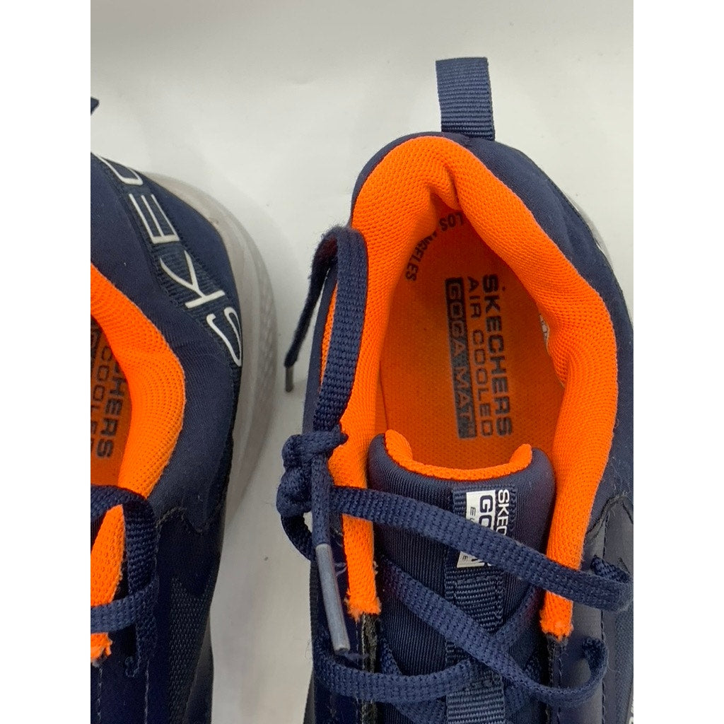 SKECHERS Women's Navy-Orange Air Cooled Goga Mat Go Run Elevate Sneakers SZ 7