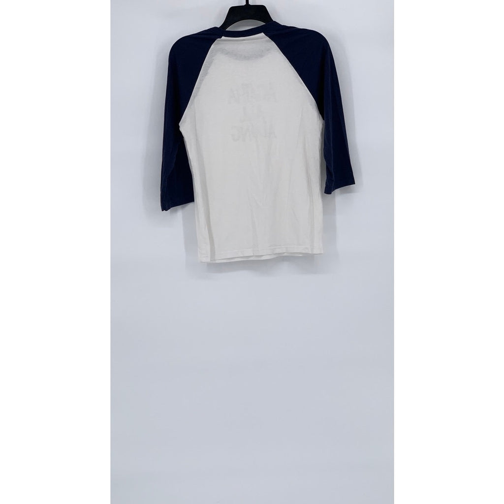 BELLA + CONVAS Women's Navy Blue-White Agatha All Along Crewneck Top SZ S