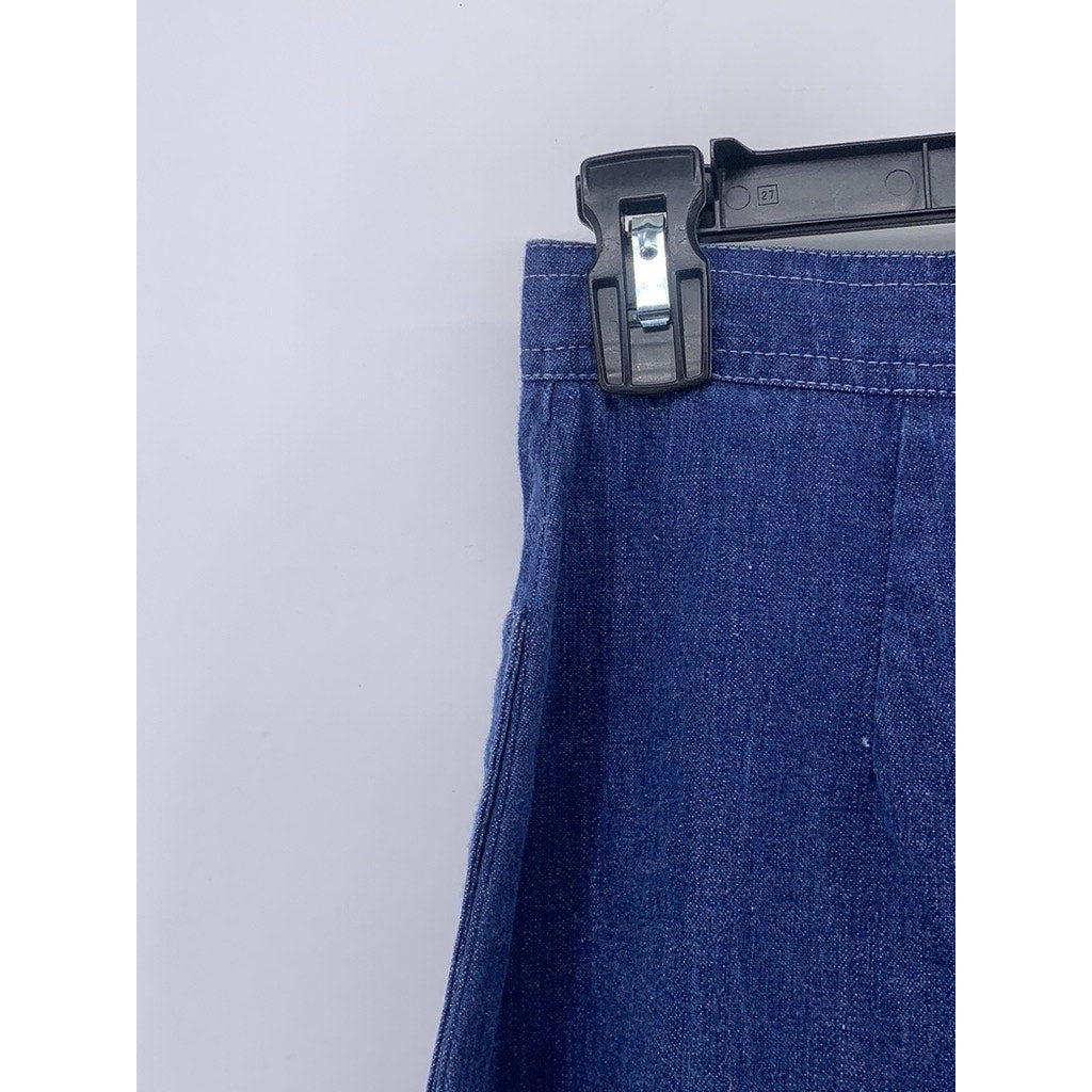 MADISON Women's Vintage 70's Blue Wrap Style A-Line Midi Skirt SZ 10