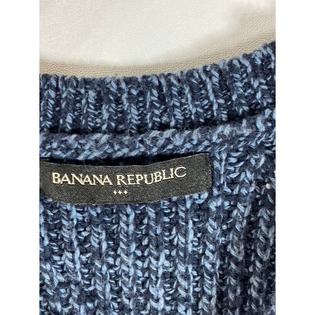 BANANA REPUBLIC Men's Blue Crewneck Cotton-Blend Knit Pullover Sweater XL