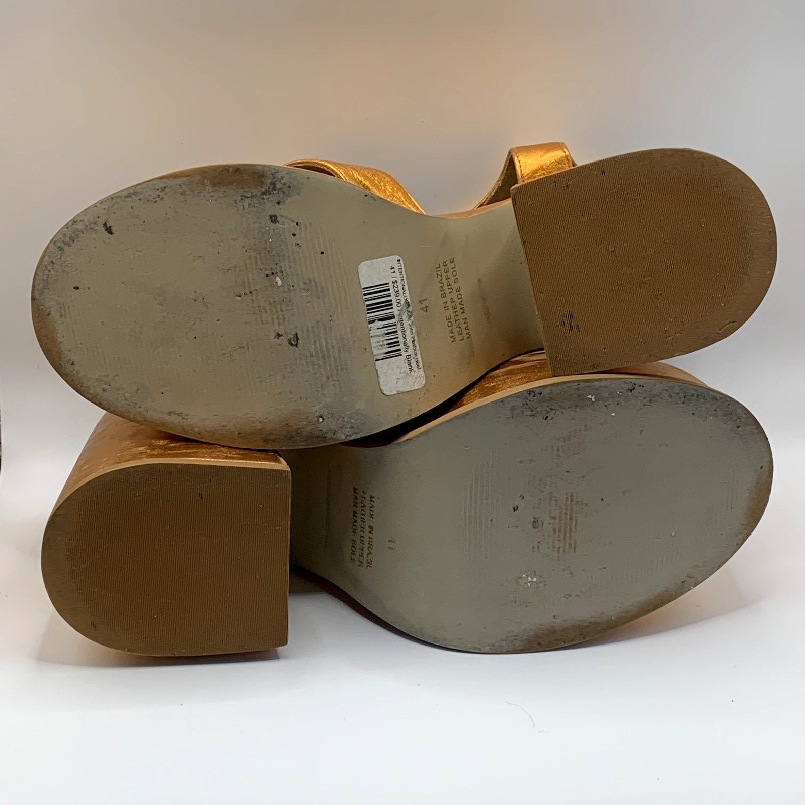 INTENTIONALLY Women's Orange Metallic John Platform Block-Heel Heels SZ 10.5