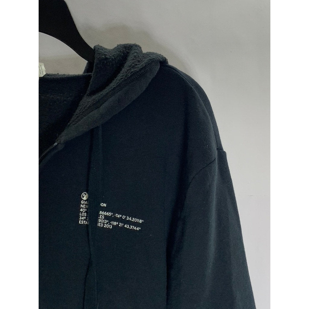 ALTERNATIVE Women's Black Giant Spoon Coordinates Graphic Zip-Up Sweater SZ M