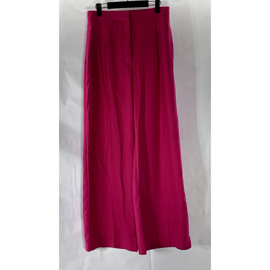 ZARA Women's Pink Wide Leg High-Rise Relaxed-Fit Trousers SZ M