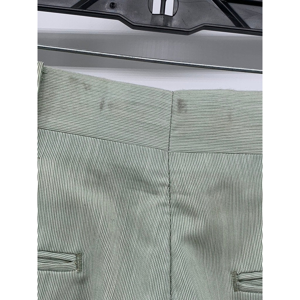 UNBRANDED Men's Green Striped Straight Leg Dress Pants SZ 30