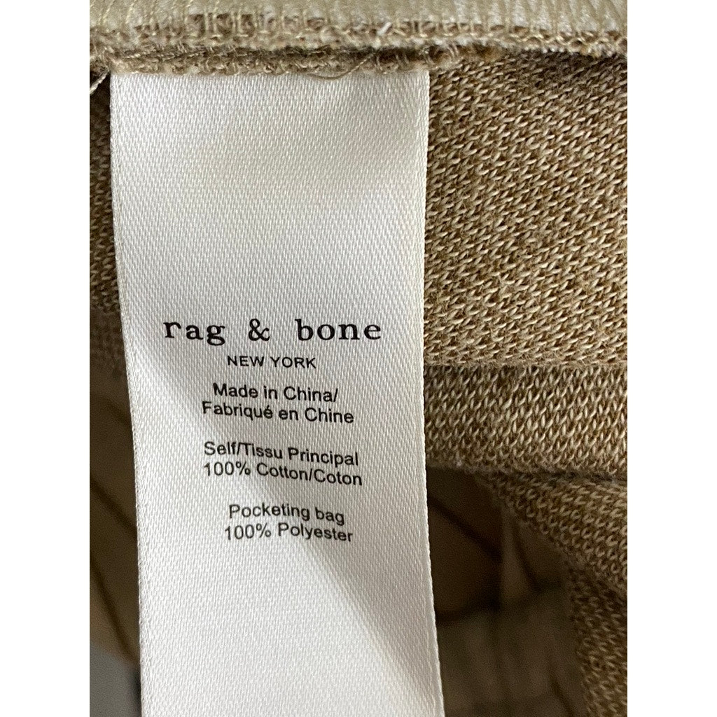 RAG & BONE Women's Beige Pinstripe Straight-Leg Elasticized Waist Pant SZ S