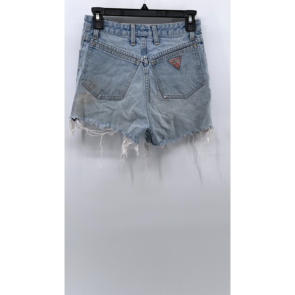 GUESS By GEORGES MARCIANO Women's Vintage Blue Denim Distressed Shorts SZ 29