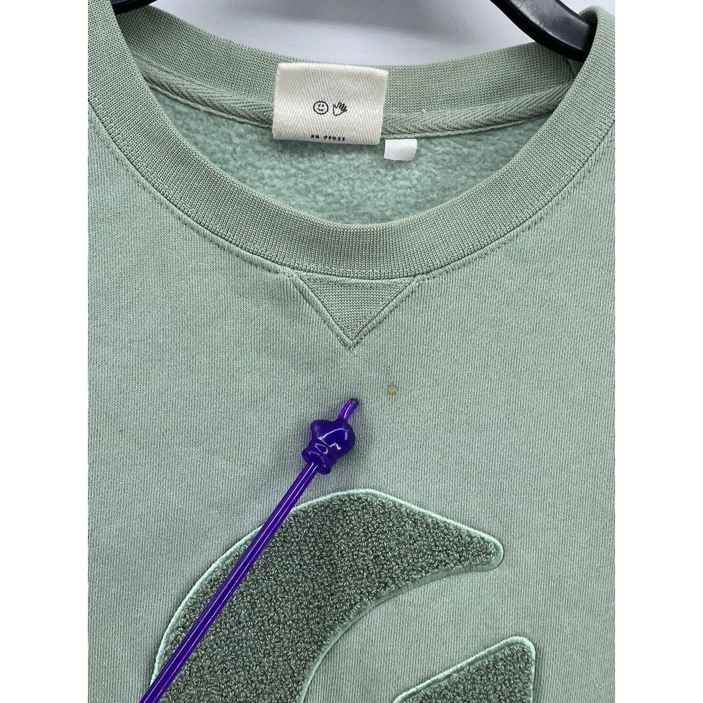 GLOSSIER Women's Mint Green Large 'G' Logo Crewneck Long Sleeve Sweatshirt SZ L