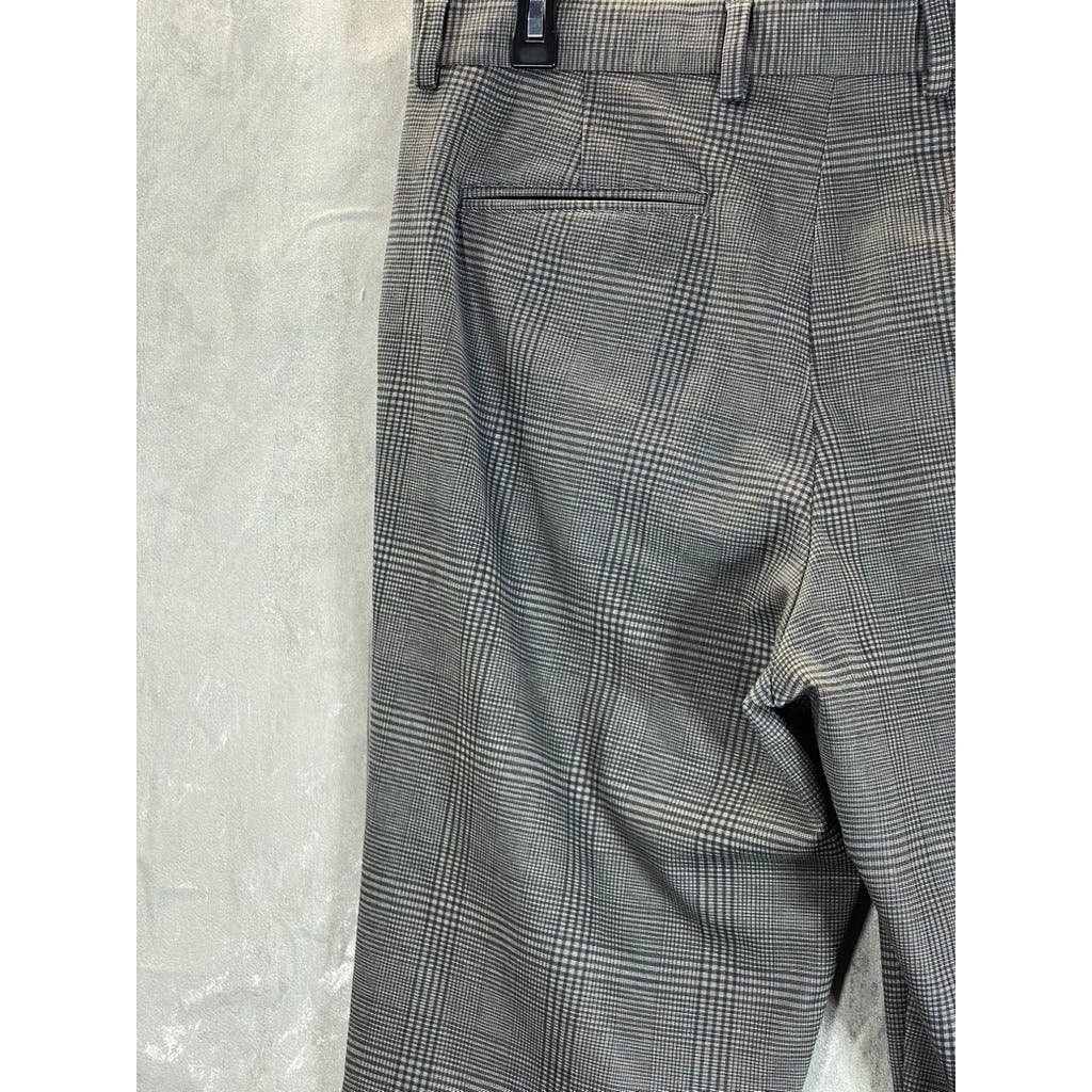 SELECTED HOMME Men's Charcoal Plaid Slight Tapered Jersey Cropped Pants SZ XL