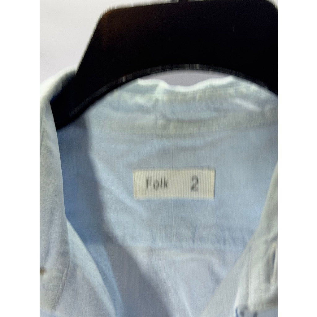 FOLK Men's Light Blue Linen Button-Up Long Sleeve Shirt SZ 2(S)