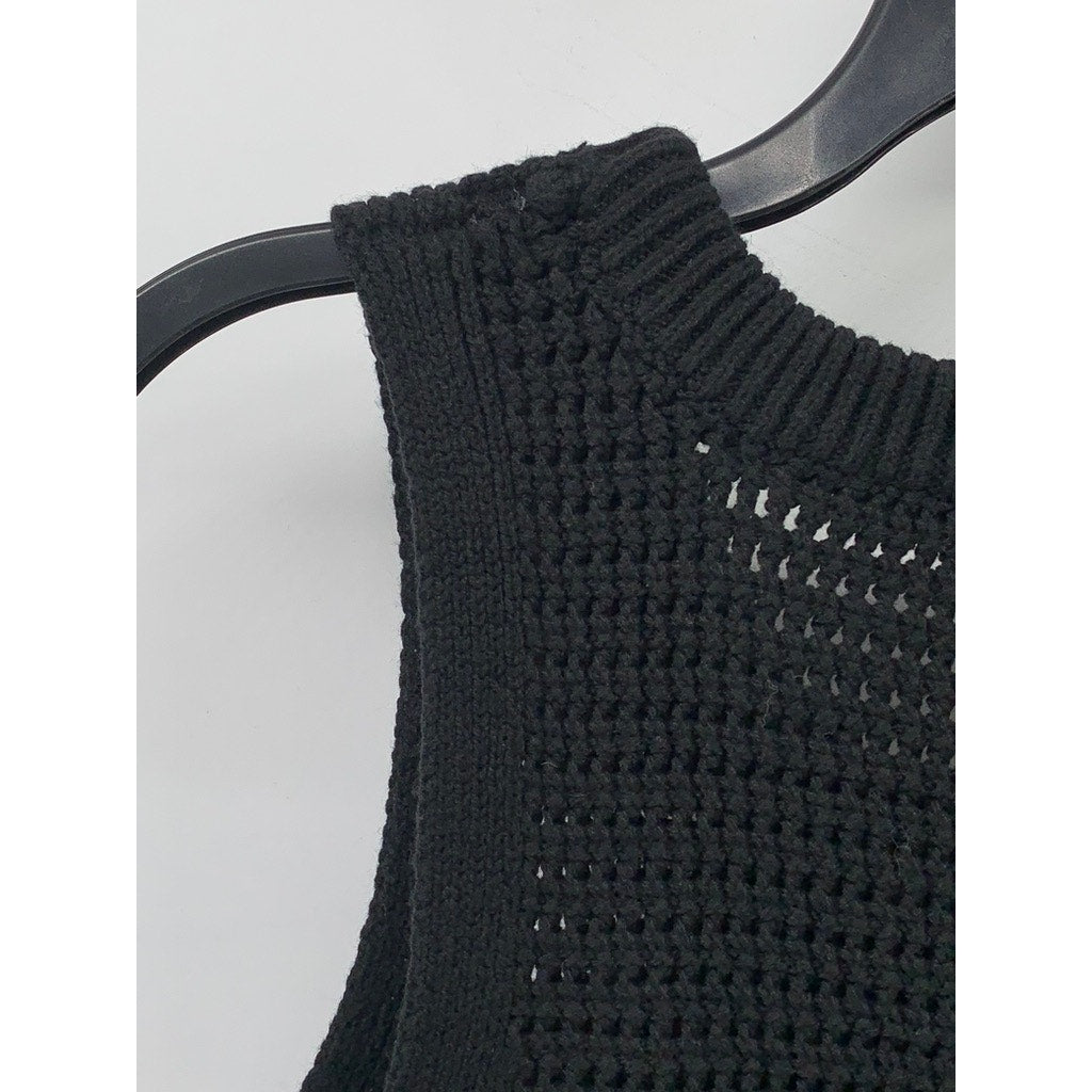 LULUS Women's Black Loose Knit Sweater Tank Top SZ S