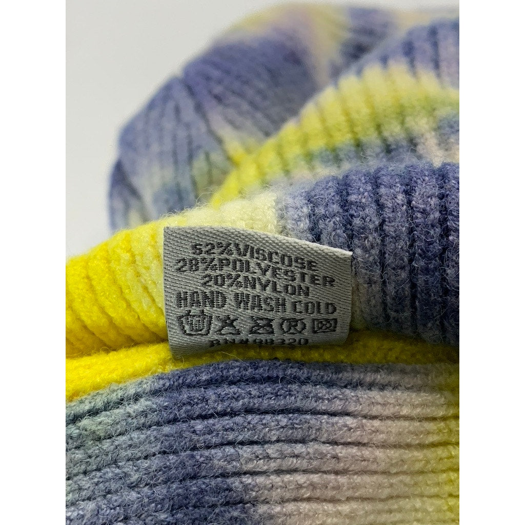 C.C Women's Yellow/Gray Tie-Dye Patch Logo Ribbed Beanie OS