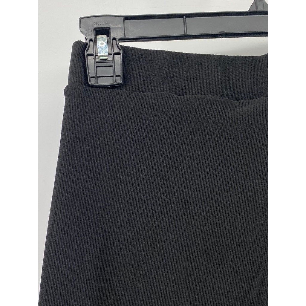 ZARA Women's Black Soft Ribbed Pull-On Side-Slit Hem Pants SZ S